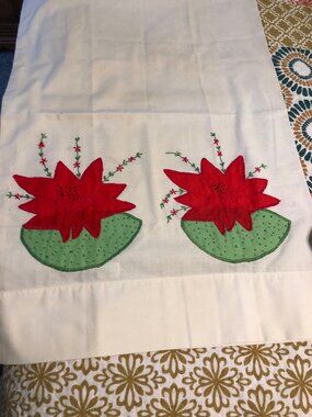 Two Vintage Dan River Standard Pillow Cases with Applique & Embroidery